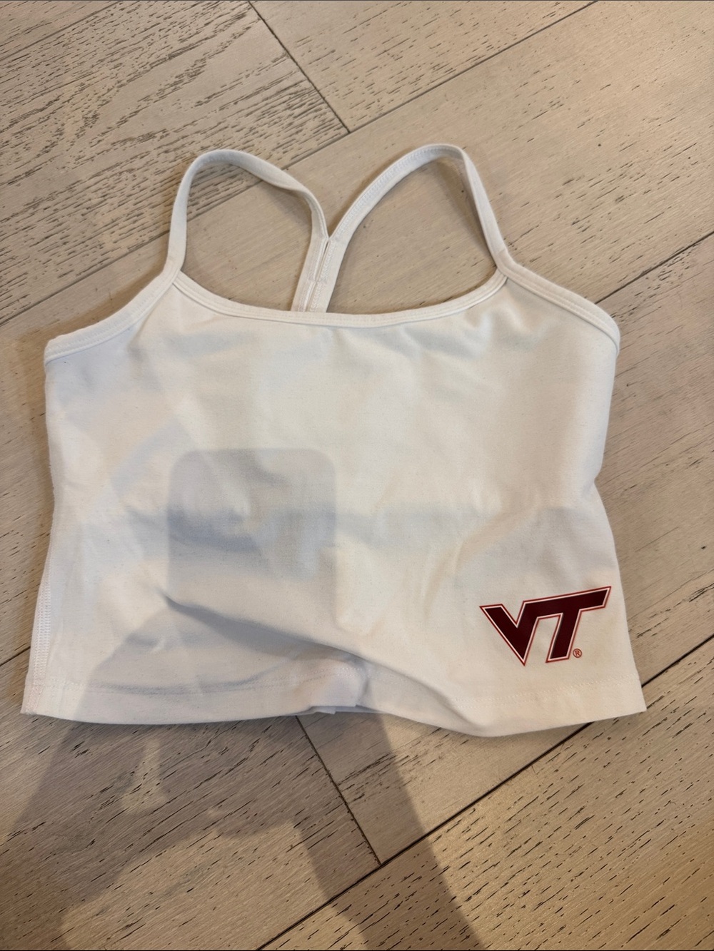 Beyond Yoga White Cropped Camisole with Maroon VT Accent